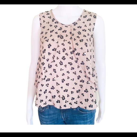 ZARA BASIC Print Flutter Sleeveless Blouse With Open Back Mocha/Tan Size XS - Picture 3 of 13